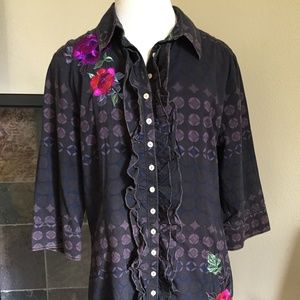 Johnny Was 3J Workshop Ruffled Tunic